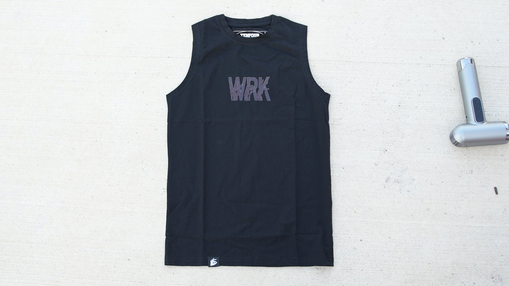 Black compression sleeveless cutoff heat activated