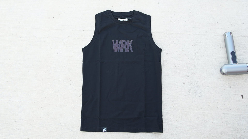 Black compression sleeveless cutoff heat activated
