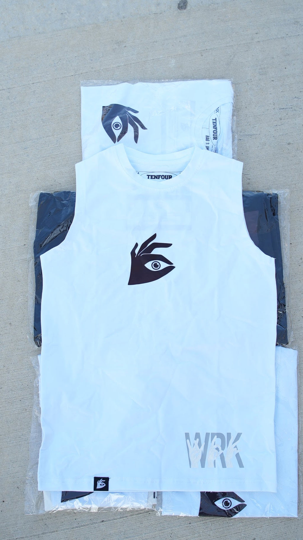 White compression sleeveless cutoff heat activated