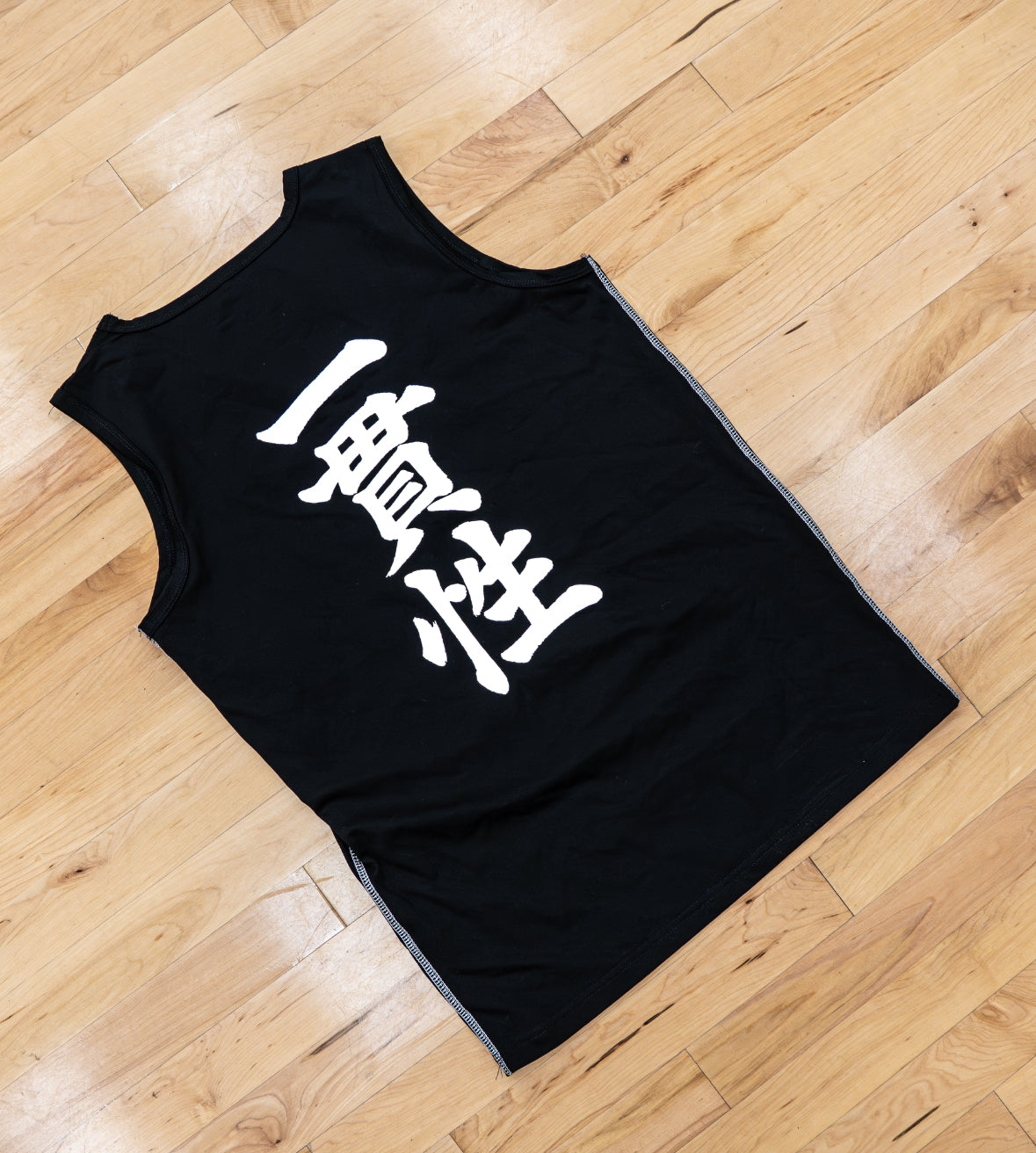 black “I ❤️ THE WORK” compression tank